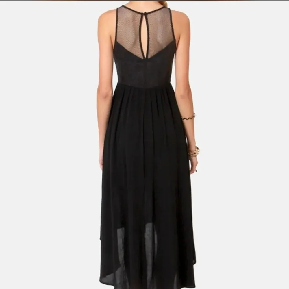 Ladakh Upstate Dress High-Low Black Fishnet Chic Flowy 2 XS Gothic Halloween
